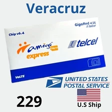 Telcel Mexico VERACRUZ SIM Card Pre-Activate for UNLIMITED Calls,Sms.