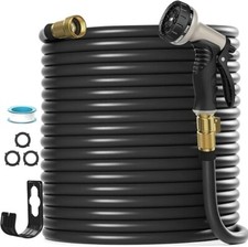 Garden Hose 125ft Lightweight Flexible Water Hose With 10-pattern Nozzle Blac
