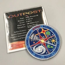 OUTPOST MISSION PATCH & Demo Disk Science Fiction Sierra PC game Colonize Space