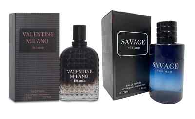 (Pack Of 2) Savage EDP 3.4 fl.oz + Valentine Milano EDT For Men's 3.4 fl.oz