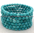 VALENTINO Lotto Ingrosso 6 Pezzi Bracciale Elastico Cristallo Turchese Naturale 6mm 7 5” AAA