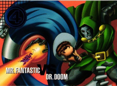 MR FANTASTIC DR DOOM  #76 BASE 1996 Marvel Vision Embossed Collectible Card