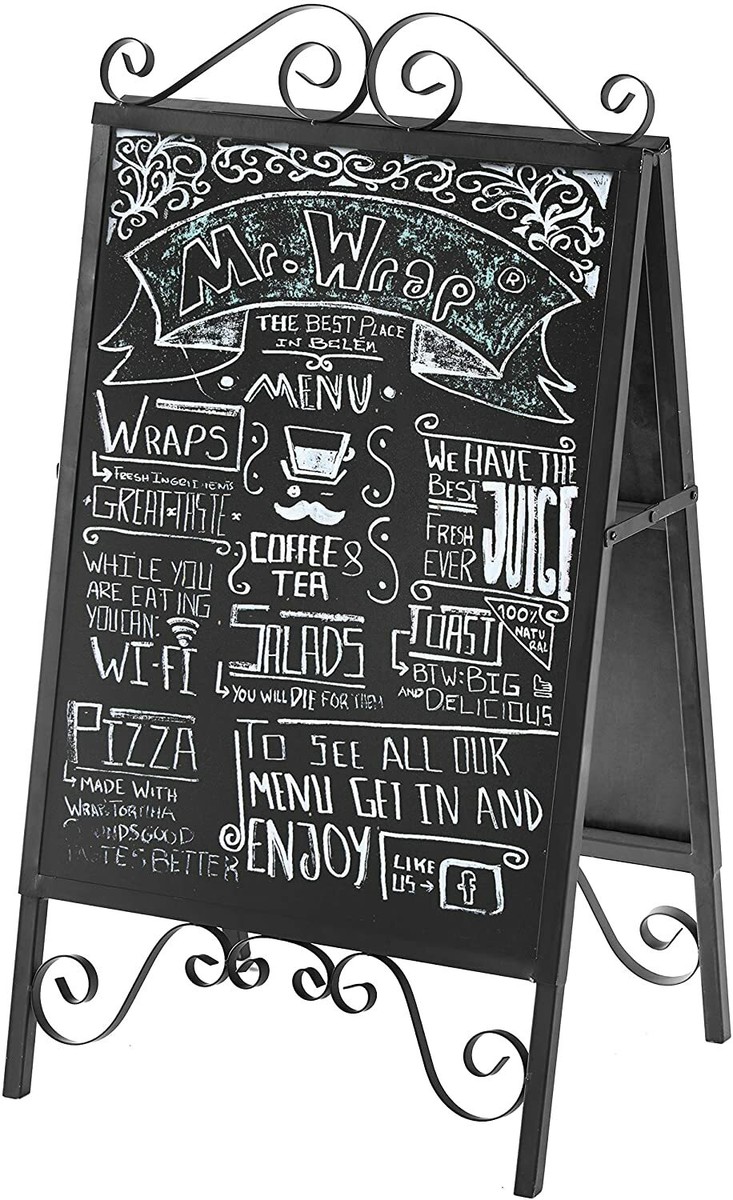 A-Frame Black Metal Freestanding Chalkboard Sign/Decorative