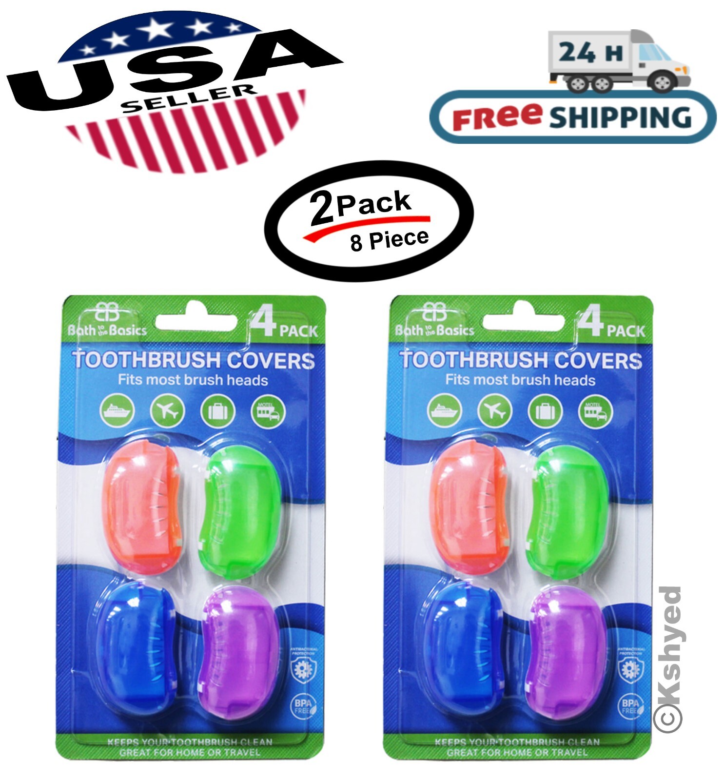 8Pcs (2 Pack) Toothbrush Headgear Colorful Portable Tooth brush Cover Set - New