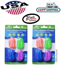 8Pcs (2 Pack) Toothbrush Headgear Colorful Portable Tooth brush Cover Set - New