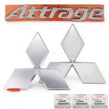 For Mitsubishi Attrage 2013 19 Set Chrome Front Tailgate Logo Emblem Grille
