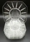 Vintage Federal STARBURST Hobnail Clear Glass Square Small Plates 6"  Lot of 4