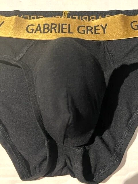 全新 GABRIEL 灰色男式黑色人造丝氨纶髋部比基尼内裤 尺寸 M — 第 4/4 张图片