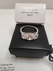  Avon Sterling Silver 3 Stone CZ Anniversary Ring Silver  8, NIB — photo 1