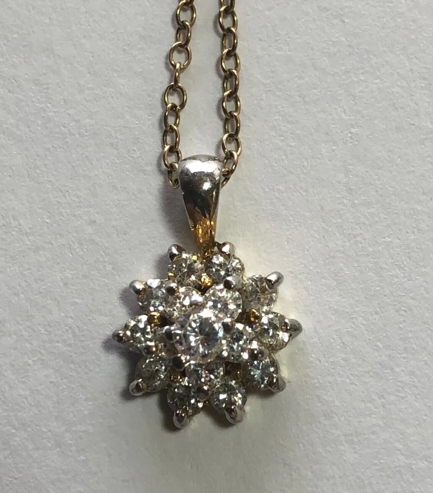 "Collar cadena 18"" relleno de oro fino con estallido estelar de circonio de 0,5""" Foto 3 de 4