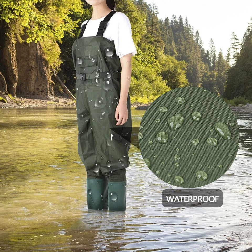 Waterproof Chest Waders Nylon 2-Ply Rubber Bootfoot 6-13 size Hunting Fishing - Image 4 of 4