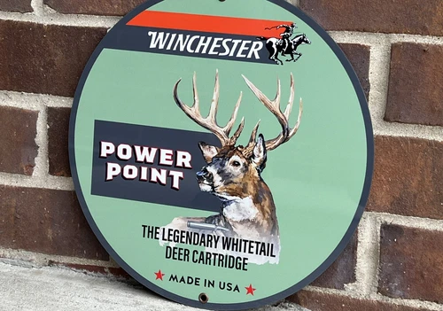 Winchester Ammunition Hunting Gun Vintage Style Round Metal Sign Deere