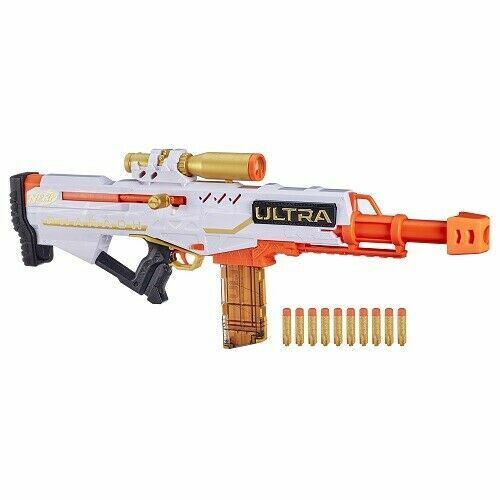 NERF E9257 ULTRA PHAROAH BLASTER BOLT ACTION GOLDEN DECORATIVE ACCENTS 10X DARTS - Picture 1 of 1