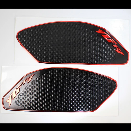 Tank Side Knee Stomp Protector Guard Pad 09-14 For YZFR1 R1 Black+Chrome Red - Zdjęcie 4 z 5