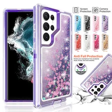 For Samsung Galaxy S23 Ultra S22Plus S21 S20 Note20 Defender Liquid Glitter Case