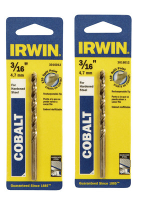 2 Pack Irwin  3/16 in.  x 3-1/2 in. L Cobalt Steel  Drill Bit  2 PC