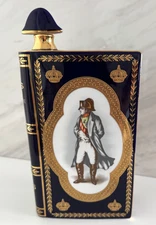 Camus Napoleon Cognac 22K Gold Book Decanter Black Limoges Castel Porcelain