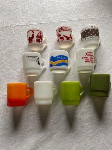 Vintage Fire-King Anchor Hocking Milk Glass Mugs Collection Set Of 10