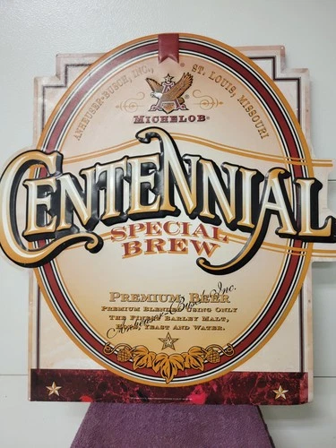 Vintage Michelob Centennial Special Special Brew Beer Metal Embossed Sign 30x29