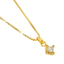 agete heart diamond 005ct Necklace 40cm K18 YG yellow gold 750