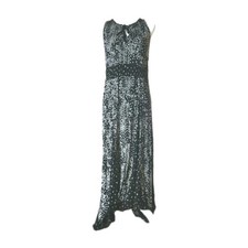Bila Maxi Dress Womens Large Black White Ditsy Floral Cottage Prairie Peasant