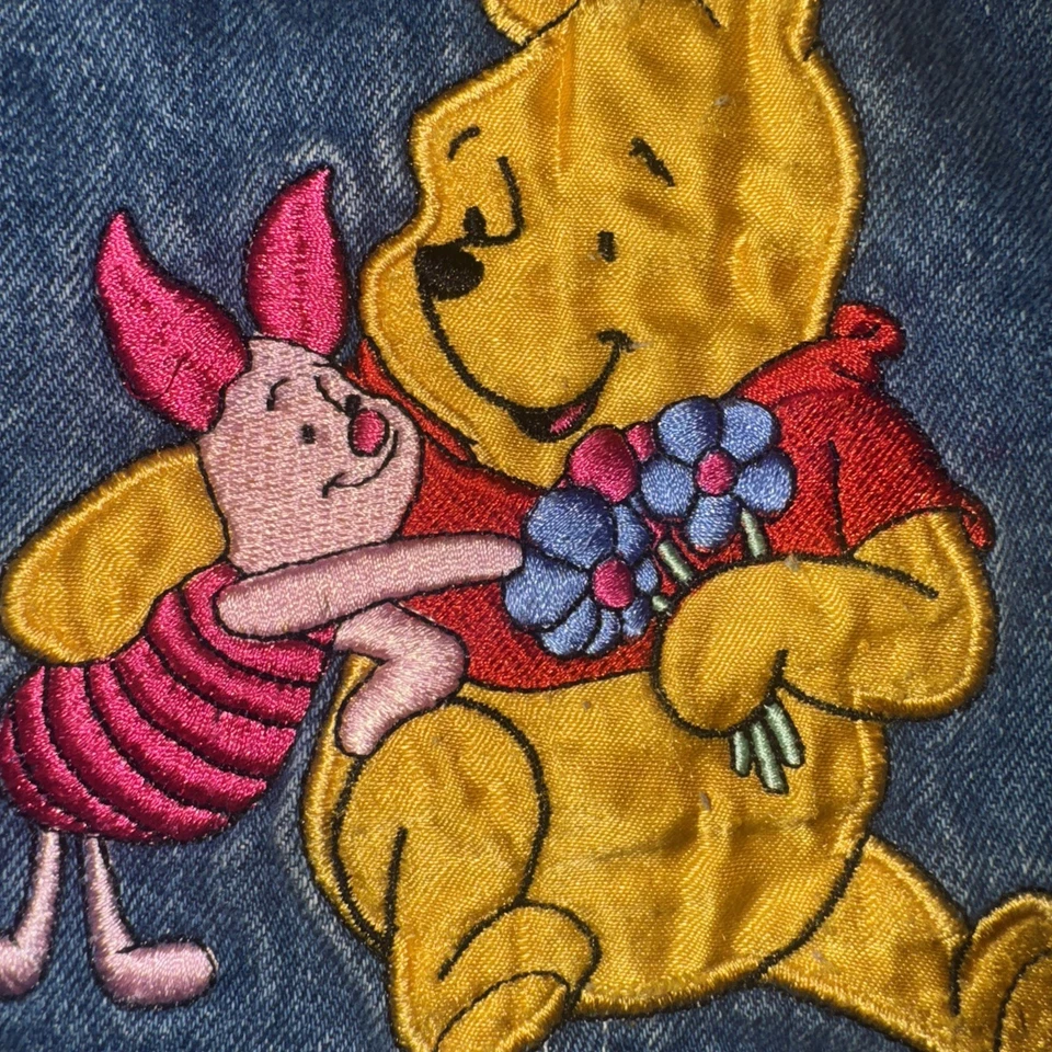Vintage Embroidered Denim Overall Dress -Y2K Winnie The Pooh/Piglet 4T - Изображение 4 из 4