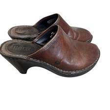 Born Brown Leather Mules Clogs women's 8 Comfort Walking