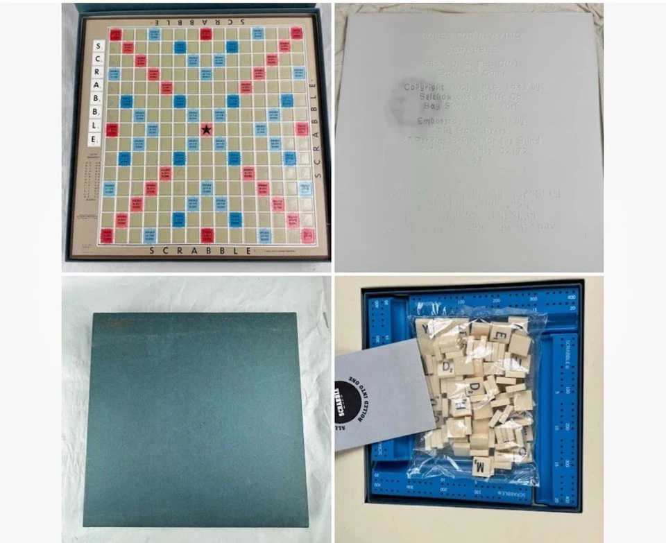 Vintage Scrabble Deluxe Braille Edition 1963 Selchow & Righter - Image 3 of 4