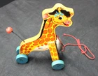 VINTAGE FISHER PRICE JINGLE GIRAFFE #472 WOODEN PULL TOY ~ EXCELLENT