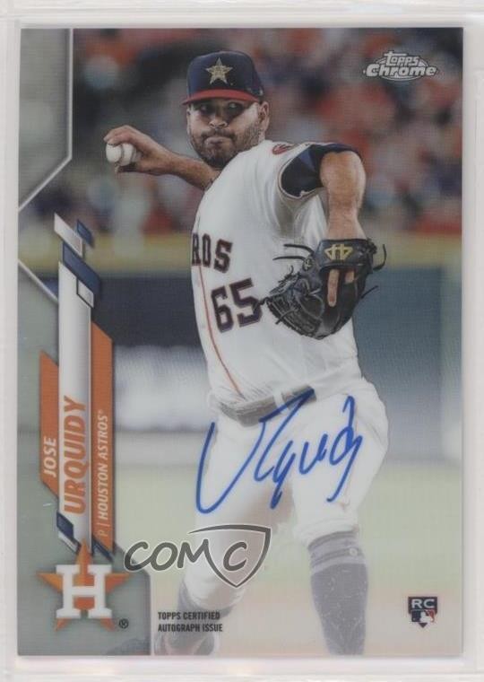 2020 Topps Chrome Rookie Auto Refractor 345/499 Jose Urquidy #RA-JU Auto 3d5