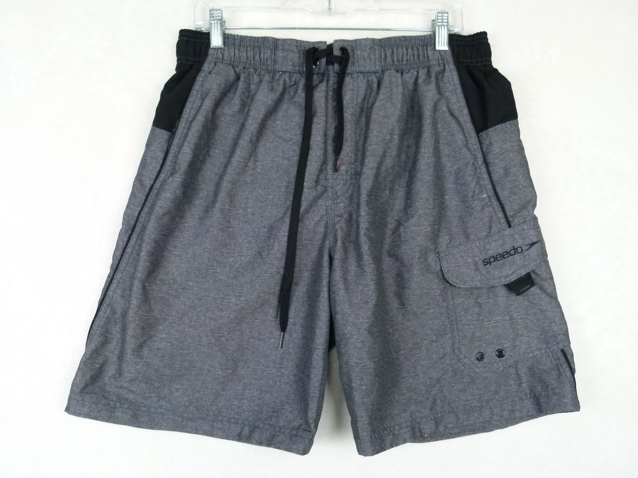 Speedo Men Large Gray Solid Polyester Cargo Swim … - image 1
