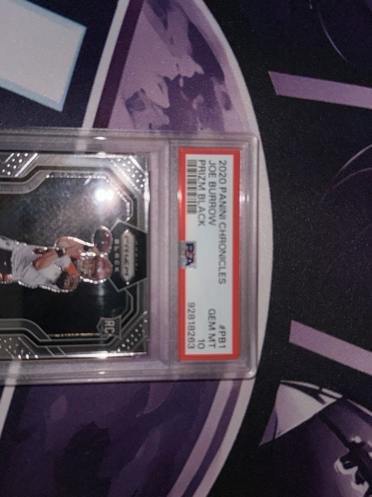 2020 Panini Chronicles - Prizm Black Joe Burrow #PB-1 Silver (RC) PSA 10 view 3