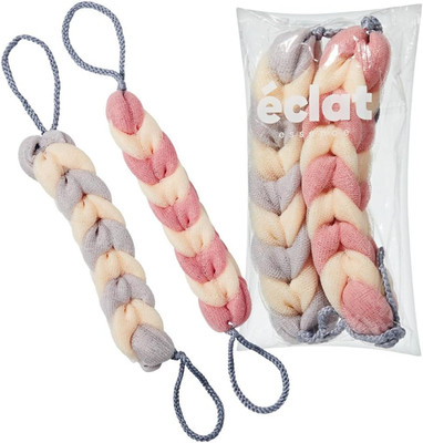 Long Stretch Back Loofah, Braided Mesh Shower Sponge with Rope Handles