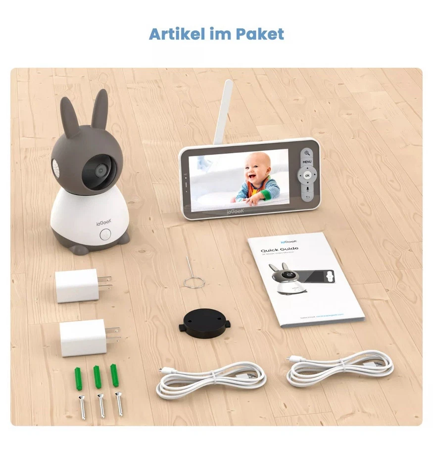 ieGeek Babyphone con Fotocamera Wi-Fi 2K Pan/Tilt Camera con Display a Colori 5" 350°/55° - Immagine 2 di 4