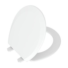 17 Inch Round Plastic Toilet Seat in Daisy White