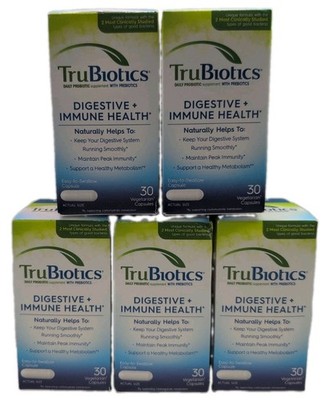 (5) TruBiotics DIGESTIVE & IMMUNE HEALTH Daily Probiotic 30 Capsules Each. 02/27