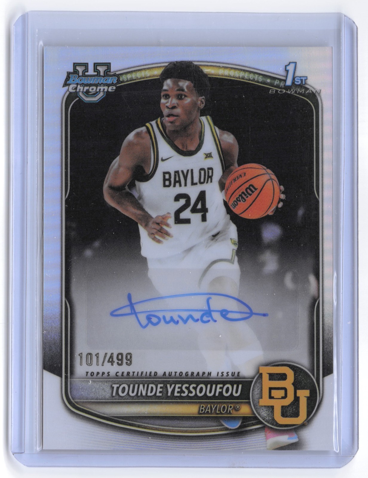 2025-26 Bowman Tounde Yessoufou Chrome 1st Bowman Refractor Auto /499 Baylor