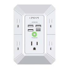 5 Outlet Extender Surge Protector Multi Plug Wall Adapter USB Charger Ports with