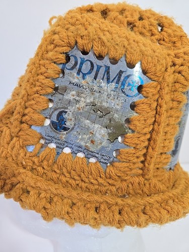 Vintage Homemade Crochet Bucket Hat Primo Hawaiian Beer One Size - Picture 11 of 12