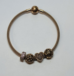 Authentic Pandora MET Rose Gold Plated Mesh Bracelet with Beads 7 in 586543 -.55