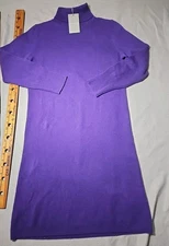 Neiman Marcus Sweater Womens Large Plum Purple Cashmere Turtleneck Midi Luxury 