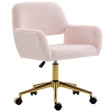 HOMCOM Swivel Office Chair Vanity Desk Wheels, Refurbished