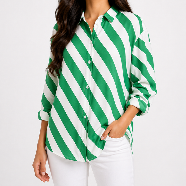 Bluse Milano Italy GrüN Weiß 42 Xl Damen Shirt Tunika Hemd Oberteil Np 69 Neu-image