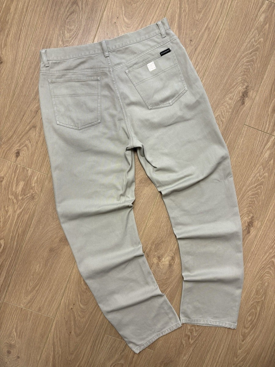90s Yves Saint Laurent YSL Metal Logo Beige Pants Jeans Vintage