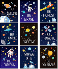 9 Pieces Outer Space Decor for Kids Room Boy Bedroom 8 X 10 Inch Outer Space Unf
