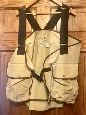 Vintage 1980 s-90 s Cabela's Canvas Upland Game strap vest, Lg, Sidney, NE Tag