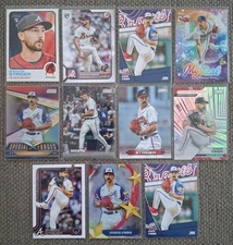 11 Spencer Strider Card Lot - 2 RC, Topps Stadium Club Bowman Heritage Inserts