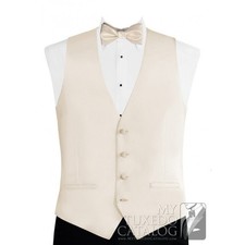 Modern Solid Twill Tuxedo Vest and Bow Tie in Black, White, Ivory and Browns