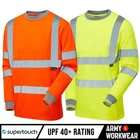 Supertouch Hi Vis Long Sleeve T-Shirt UPF 40+ Rating, Bird Eye Fabric, EN 20471