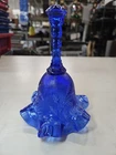 Fenton Bell Cobalt Blue Intaglio Embossed Leaves Six Point Double Ruffled Edge